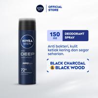 Gambar NIVEA MEN Deodorant Spray Deep Darkwood 150ml - Deodoran semprot pria melawan bakteri keringat bau badan dengan wangi parfum premium maskulin blackwood menjaga ketiak kering tahan lama seharian - Antiperspiran, Black charcoal - NIVEA MEN Deodorant Deep Spray dari NIVEA Official Store undefined 2 Tokopedia