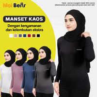 Gambar MOI Manset Lengan Panjang Daleman Inner Basic Wanita Turtleneck Bahan Kaos Rayon Baju Atasan Fit Polos Nyaman - Hitam, L (Standar) dari Moi bear undefined 1 Tokopedia