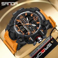 Gambar SANDA Jam Tangan Olahraga Pria Timer Digital Tahan Air dengan Alarm dan Layar Kuarsa Analog Elektronik - 3133-Black-Orange dari SANDA IN Shop undefined 1 Tokopedia
