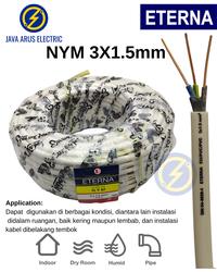Gambar KABEL LISTRIK POWER AC INSTALASI AC 1/2 - 1 PK 3X1.5mm  3X2.5mm 3 x 1.5mm 3 X 2.5mm KUAT TAHAN LAMA ORIGINAL TEMBAGA MURNI - ETERNA 3X1.5mm dari Java Arus Electric undefined 1 Tokopedia
