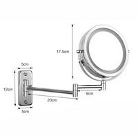 Gambar Folding Arm Extend Bathroom Mirror With LED Light 7 Inch Wall Mounted Double Side Smart Cosmetic Makeup Mirrors dari Arkana77 undefined 5 Tokopedia