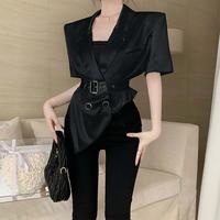 Gambar Women's new design with a waistband irregular suit jacket - Black top, M dari RAHMAN TRI MUTTAQIN undefined 4 Tokopedia