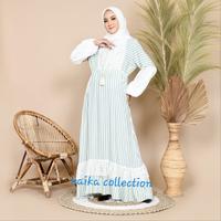 Gambar Gamis bahan rayon motif garis kombinasi brokat - Kuning - Merah Muda dari KapeStore undefined 2 Tokopedia