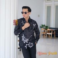 Gambar Kemeja Batik Boso Batik - Bimo Putih Katun Bunga dengan Motif, Full Kancing & Kantong Saku Kain Nyaman Casual Panjang Kotak Hitam Pria Garis Variasi - Panjang, KAIN dari Bosso batik undefined 4 Tokopedia