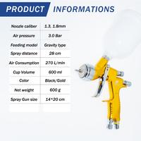 Gambar High Quality Spray Gun For Cars GTI Pro Painting Gun 1.3/1.8mm Nozzle Paint Gun Water Based Air Spray Gun Airbrush dari Kaynama undefined 2 Tokopedia