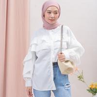 Gambar blouse ruffle doubel - blouse korean style - blouse terbaru - ootd wanita - kemeja wanita terbaru Kancing Nyaman Rayon Twill Panjang - hitam, M dari alisha putri collect undefined 2 Tokopedia