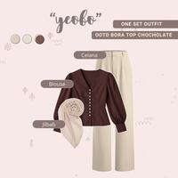 Gambar One Set OOTD Hijab Style ( Blouse + Celana + Jilbab Bella Square ) Setelan Wanita Kekinian - BU61N Panjang Katun - One Set 3in1 dari Bubuu Outfit undefined 3 Tokopedia