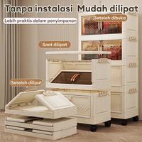 Gambar [COD 24h shipping] Tidy Tribe Lemari Penyimpanan Plastik Lemari Lipat Plastik Susun  Lemari Penyimpanan Serbaguna Transparan NEW Rak Kapasitas Lipat Besar dengan Pintu Magnetik dan Roda 360° - Putih/Transparan Hitam/Campuran - 50cm-Transparan Hitam-3 Susun dari Tidy Tribe undefined 5 Tokopedia
