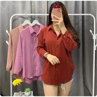 Gambar DIANS -KEMEJA Basic Wanita Crinkle Atasan Kerja Polos Hitam Putih Lengan Panjang Terbaru Kekinian Terlaris Populer COD Bayar Di Tempat Oversize Nyaman Baju Airflow Casual Linen Formal Kancing Kantor Kerah Top Wolfis - Hitam Basic, M dari DIANSOFFICIAL undefined 5 Tokopedia