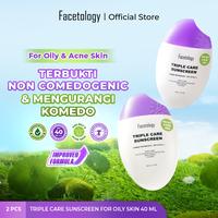 Gambar (FLASH SALE) [IN VITRO IN VIVO TESTED] Facetology Triple Care Sunscreen For Oily Skin SPF 40 PA+++ 40ML 2 PCS untuk wajah berminyak dari facetologystore undefined 1 Tokopedia