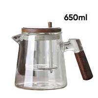 Gambar 650ml Teko Teh Kaca Saringan Tahan Panas Infuser Teapot Kaca Borosilikat Kayu Walnut - Gray dari Kihajar Store undefined 2 Tokopedia