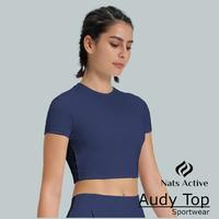 Gambar Baju olahraga wanita AUDY TOP sport kaos crop atasan senam gym aerobic yoga pilates sport bandung - Baby Purple, L dari Nats Baju Senam_NEW undefined 5 Tokopedia