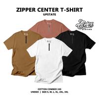 Gambar ALMOS Kaos Zipper Center Resleting Lengan Pendek Pria Katun Gaya Korea Basic Tshirt Distro Combed  Cowok  Polos  Nyaman - HITAM, S dari AlmosDistro undefined 1 Tokopedia