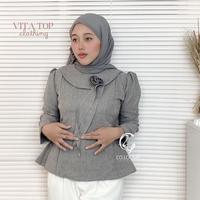 Gambar Coloomp- Vita Top Atasan Wanita Peplum Bunga Kerah Korean Style - Blow Cardigan Rajut, M dari COLOOMP undefined 2 Tokopedia