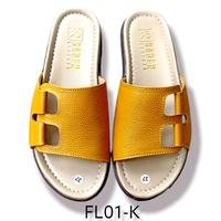 Gambar Raden Sandal sendal Selop Kulit Cewek wanita FL01, FL07 motif kulit jeruk sol karet gerigi tebal dan lentur untuk lebaran - FL01 kuning, 41 dari RADEN LEATHER undefined 3 Tokopedia