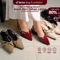 Gambar LAMELIKA - Kara Sepatu Sandal Kondangan Flat Shoes Sendal Wanita High Heels 3 Cm Pesta - Cherry Red, 36 dari Lamelika undefined 1 Tokopedia