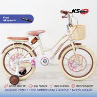 Gambar Mini Erminio 18 Inch Frame Hi Ten Steel Rem U Brake - Sepeda Anak Perempuan Umur 4 5 6 7 Tahun - Sepeda Anak Bocengan Keranjang Roda Samping Bantuan KS Bike Cirebon - Cream dari Toko Sepeda KS Bike Cirebon undefined 1 Tokopedia