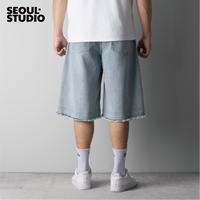 Gambar [SEOULSTUDIO] Bermuda Pants (Light Blue) | Jorts Denim Celana Jeans Short Pendek Baggy Gombrong Pria Cowok Cewek Perempuan Skena Ripped Fit Stretch - Light Blue, S dari SEOULSTUDIO undefined 5 Tokopedia