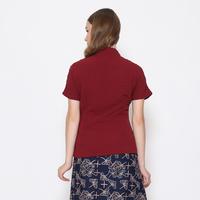 Gambar Blouse Batik Wanita - Bhatara Batik Yasmine - Atasan Kutubaru Lengan Pendek - Maroon 5961, S-M dari Bhatara Batik undefined 2 Tokopedia