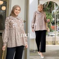 Gambar Batik Wanita Modern Blouse Batik Wanita Katun Premium Atasan Batik Wanita Seragam Batik Kerja Kantor Kekinian Style - Hijau, M dari BATIK ZIFANA undefined 2 Tokopedia