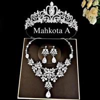 Gambar Mahkota Pengantin Set Kalung Anting Aksesoris Rambut Pengantin Berlian - Mahkota Set A dari Sedaap Rasayangku undefined 1 Tokopedia