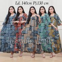 Gambar Risqina Batik Dress Midi Fuji Jumbo Long motif batik elegan ld 140 bahan rayon Adem Panjang Semata Kaki Model Kekinian Daster Viral Super Jumbo - Bata dari Risiqana Batik undefined 1 Tokopedia