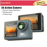 Gambar Action Camera 5K 4K 60FPS WiFi Anti-shake Dual Screen 170° Wide Angle 30m Waterproof Sport Camera with Remote Control - M40-A, 64G dari Etxela undefined 1 Tokopedia