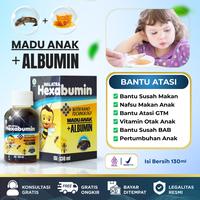 Gambar Hexabumin Original 130ml - Bantu Atasi Anak Susah Makan GTM Vitamin Kecerdasan Anak Pertumbuhan Telat Berjalan Merangkak Gigi Tumbuh Bicara Dukung Nafsu Makan Flu Batuk Demam Sembelit dan Speech Delay Telat Bicara - Madu Anak + Albumin COD BPOM Halal - Hexabumin @130ml dari Majapahit Herbal undefined 1 Tokopedia