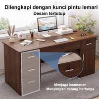Gambar Meja Kantor Meja Komputer Meja Staf Meja Kerja Minimalis Meja Belajar Minimalis Meja Kantor Dengan 5 Laci - Coklat-120CM dari AKEA.MALl.id undefined 3 Tokopedia