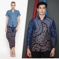 Gambar BAJU BATIK COUPLE Kemeja Rok Lilit Batik Pria Lengan Panjang Slimfit Premium Motif Elegant Biru Dongker Hitam 724443 Cap 72 - Baju Kemeja Atasan Pakaian Batik Couple Cople Pria Cowok Laki - Kemeja Panjang S dari 72 Batik undefined 1 Tokopedia