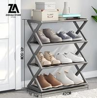 Gambar Rak Sepatu Zigzag 4 Susun Shoes Rack Modern Minimalis Rak Sandal Besi Plastik - Biru Navy dari Zhivaa Store undefined 1 Tokopedia