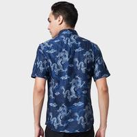 Gambar [READY INSTANT] Batik Slim Fit - Batik JAYASHREE - Batik Slimfit Prahita Kemeja Batik Pria Lengan Pendek - Baju Kerah Motif Batik Casual Kantor - Batik Kondangan Warna Biru Navy Bahan Lembut Nyaman - Batik Premium - S dari Jayashree.id undefined 4 Tokopedia