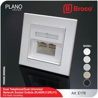 Gambar BROCO Stop Kontak LAN Universal Ganda Plano RJ45/RJ12/RJ11 (E176) - White dari Broco Official undefined 1 Tokopedia