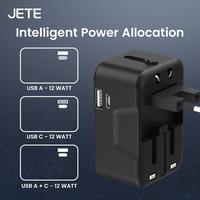 Gambar JETE CN1 Universal Travel Adaptor Dual USB Charger Adapter USA/EU/UK dari JETE Authorized Store undefined 3 Tokopedia