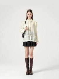Gambar [Accessible Luxury][New Series][60 Hari] Kemeja lengan panjang, gaya jaket, dengan atasan tembus pandang 10112 Wanita Baju - Light Blue, Ukuran bebas dari MEIN Indonesia undefined 2 Tokopedia