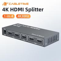 Gambar CABLETIME HDMI Splitter 1 in 4 out HDMI Duplicate Screen 4K@30Hz dari Inprotek undefined 3 Tokopedia