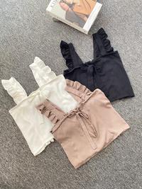 Gambar Alleta Setelan Skirt Top Vest Renda Ruffle Lace Kemben Vest Ruffle Korean Style Wanita Atasan Cantik - Aletta TOP Milo dari Rafael IND Store undefined 5 Tokopedia