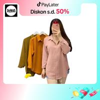 Gambar DIANS -KEMEJA Basic Wanita Crinkle Atasan Kerja Polos Hitam Putih Lengan Panjang Terbaru Kekinian Terlaris Populer COD Bayar Di Tempat Oversize Nyaman Baju Airflow Casual Linen Formal Kancing Kantor Kerah Top Wolfis - Hitam Basic, M dari DIANSOFFICIAL undefined 1 Tokopedia