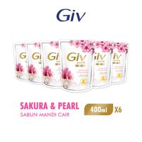 Gambar Giv White Sabun Mandi Cair Sakura & Pearl Pouch 400ml x6 dari Wings Indonesia undefined 1 Tokopedia