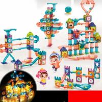 Gambar 【Ready】166Pcs Mainan Edukasi Magnetic Tiles Marble Light Marble Run Block Diy Magnatiles Mainan Magnetic Led / Mainan Edukasi / Susun Kepingan Magnetic Set Bola Dan Rail  / Magnetic Blocks / Mainan Building Brick Anak Edukatif / Lampu Led / Puzzle 3D - 【166PCS】+light dari irzideastore undefined 4 Tokopedia