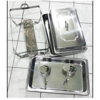 Gambar Chafing dish 2 sekat 11 liter TEBAL / tempat pemanas makanan 1tray 2tray / chafing dish 2tray / tempat prasmanan jumbo 2 api / wadah saji makanan 12LITER / tempat saji 11 liter / prasmanan kompor pemanas makanan 11 liter 3tray pras man - 1 tray dari homestore10 undefined 5 Tokopedia
