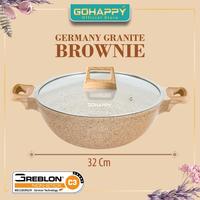 Gambar (PROMO 10.10) PANCI WOK 32 CM GRANITE GREBLON Gohappy Germany 4MM + TUTUP KACA PAN dari Gohappy Store undefined 4 Tokopedia