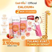 Gambar [TT] NEW Coolvita 2 Box Calcium+ (Isi 14 Sachet) – Rasa Strawberry Yogurt | Minuman Sachet Kalsium Magnesium Zinc & Vitamin D3 | Untuk Anak Mulai Usia 3 Tahun & Dewasa | Bantu pertumbuhan tulang & gigi | Bantu penyerapan kalsium lebih lebih optimal dari Coolvita Indonesia undefined 1 Tokopedia