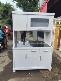 Gambar Rak Sayur/Rak piring model hidrolik / rak dapur / lemari dapur - PUTIH COKLAT dari Lela Furniture Serang undefined 3 Tokopedia