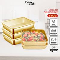 Gambar [EXCLUSIVE MALL] Funnycook Dapat 5 PCS Food Box Gold Stainless Steel Dengan Tutup SUS 304 Tebal Ukuran 25x20x5cm Wadah Serbaguna Kitchenware dari Funnycook.Indonesia undefined 1 Tokopedia
