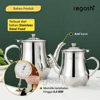 Gambar Regashi Multifuction Oil Kettle | Teko Saring Air dan Minyak | Teko Penyimpanan Minyak | Teko Kaldu | Teko Teh dan Kopi Stainless Steel - 11oZ/ 325 ML, Silver dari Regashi.id undefined 3 Tokopedia