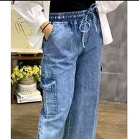Gambar Celana Kulot Cargo Jeans Standar Variasi Kancing dengan Kantong Panjang - High Quality - Hitam, Wanita, Dewasa, Cewek, Shorts, Waist - standar bb 40-65kg, denim dari Nofficially.id undefined 5 Tokopedia