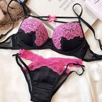 Gambar picalela (Set Bra+ Celana )"Bra Lucu Gaya Jepang Tanpa Kawat – Nyaman & Push-Up untuk Dada Kecil, Model Pita & Punggung Cantik" - Hitam/Rose (SET), 32/70AB dari picalela undefined 4 Tokopedia