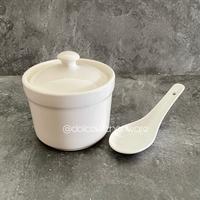 Gambar DOLCE Mangkok Sop Soup Pot Set Tutup Keramik Putih Sendok Bebek Mangkok Obat Tim Telur Cawan Mushi Pudding 10 cm 4 Inch Microwave Oven Safe - Extra bubble wrap dari dolce kitchenware undefined 1 Tokopedia