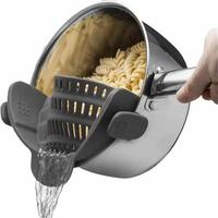 Gambar 1pc Adjustable Silicone Clip-On Strainer for Pots, Pans, and Bowls - Handheld Drainer for Noodles, Pasta Kitchen Strainer Clip dari Caca Meraci undefined 1 Tokopedia